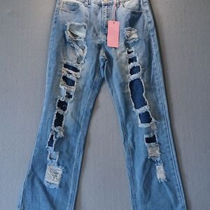 Bamboo Original Denim Women's Blue Jeans Distressed Size 9 New With Tags